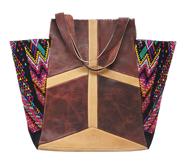 Guatemalan Brocade & Leather Tote