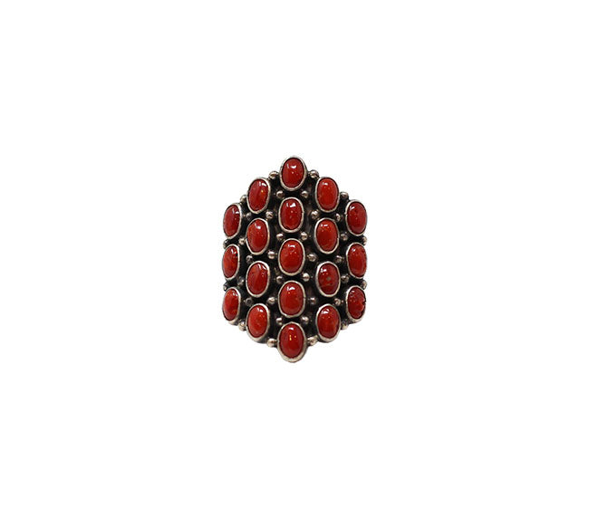 Coral Ring - Dark Coral Pyramid