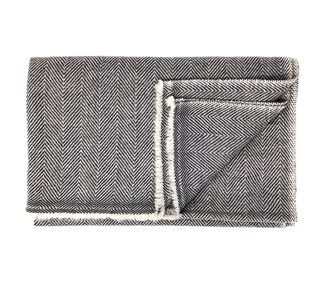 Cashmere Scarf - Beige Herringbone