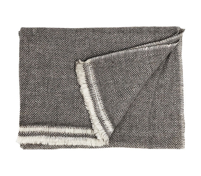 Cashmere Scarf - Gray Herringbone