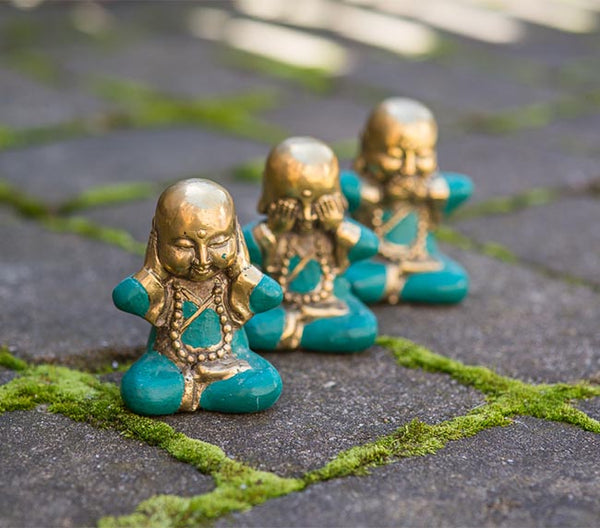 Buddha Hear No Evil Trio Set - Brass Jade