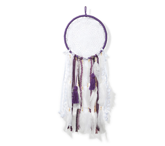 Medium Dream Catcher - Purple & White