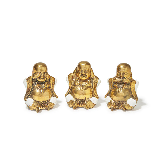 Happy Buddha Hear No Evil Trio Set - White