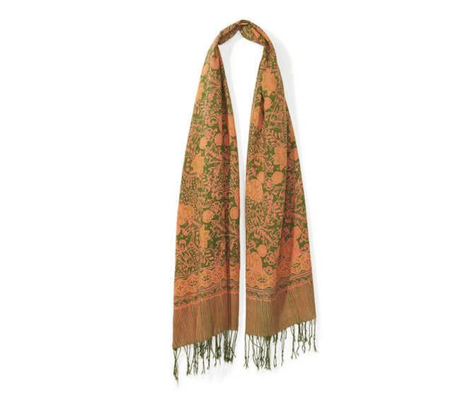 Batik Scarf - Salmon & Jade