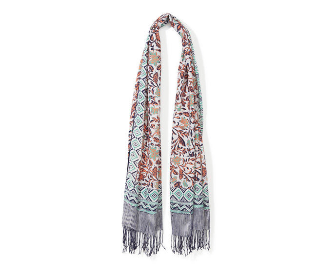 Batik Scarf - Teal & Salmon