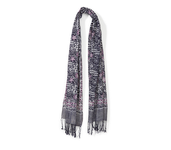 Batik Scarf - Purple & Navy