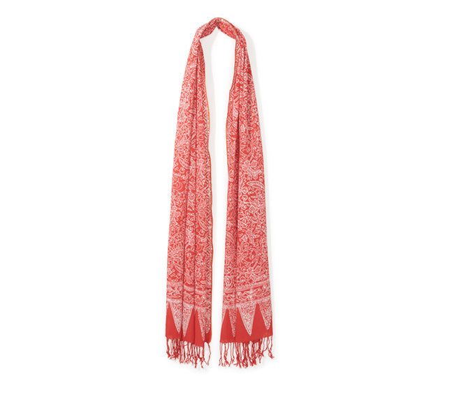 Batik Scarf - Bright Red & White