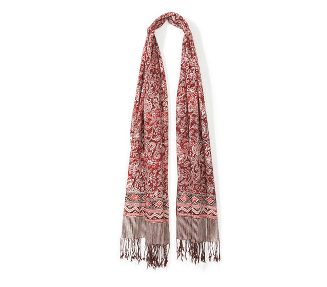 Batik Scarf - Maroon & Coral