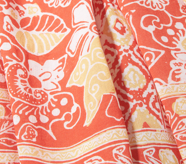 Coral & Gold Tassel Sarong