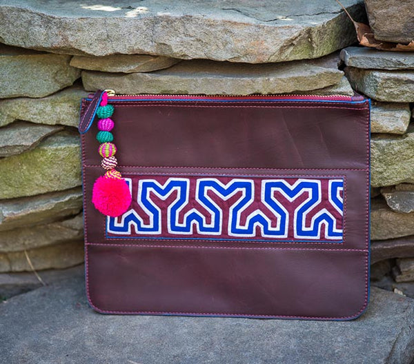 Colombian Leather Clutch - Maroon