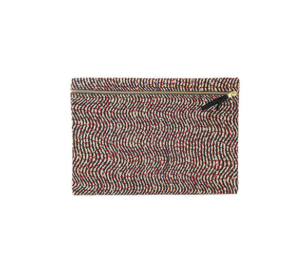 Small Kantha Pouch - Red & Black Stripe