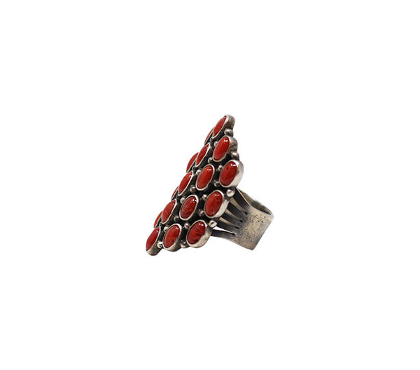 Coral Ring - Dark Coral Pyramid