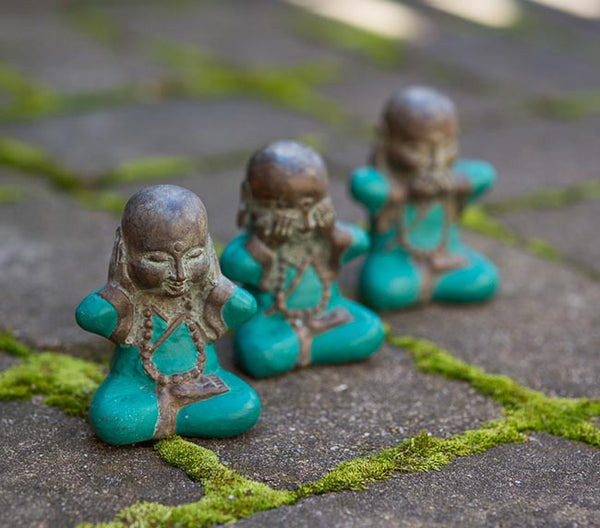 Buddha Hear No Evil Trio Set - Bronze Jade