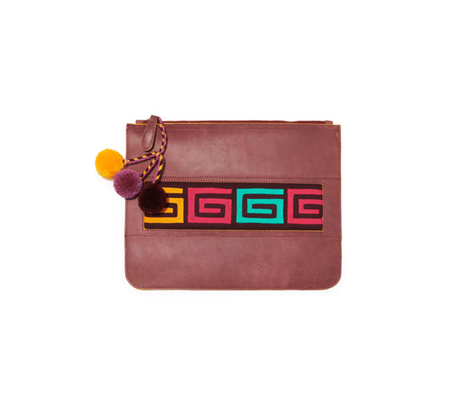 Colombian Leather Clutch - Wine