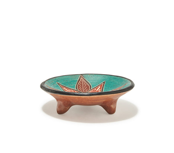 Guaitil 6" Bowl - Teal & Clay Flower