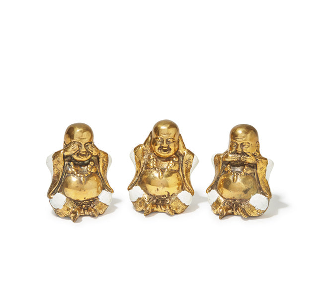 Happy Buddha Hear No Evil Trio Set  - White