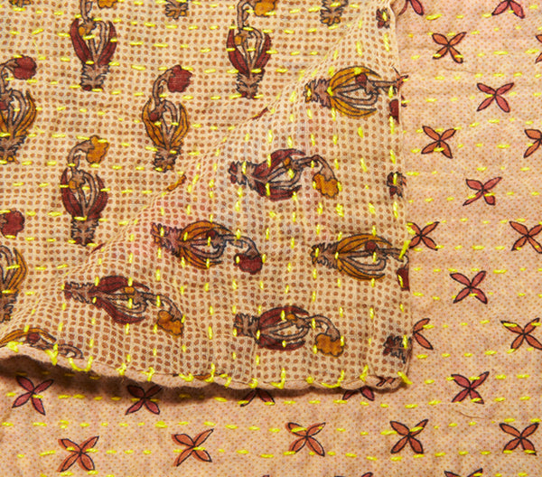 Small Kantha Quilt - Chestnut Lilly