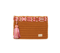 Chiapas Clutch Handbag - Gold & Pink